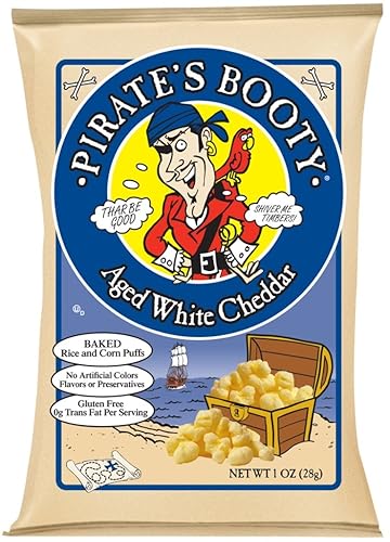 Pirates Booty Non-Gmo Snack Puffs, Aged White Cheddar, 1 Ounce (Pack Of 24)