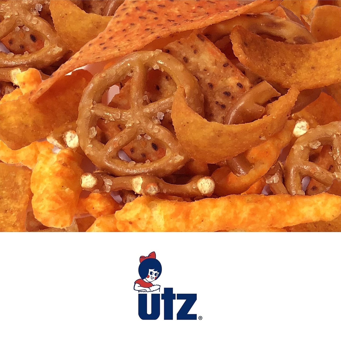 Utz Party Mix – 1 Oz. Bags (60 Count) Tasty Snack Mix Of Corn Tortilla, Nacho Tortilla, Pretzel, Bbq Corn Chip And Cheese Curl, Perfect For Vending Machines, Individual Snacks To Go, Trans-Fat Free