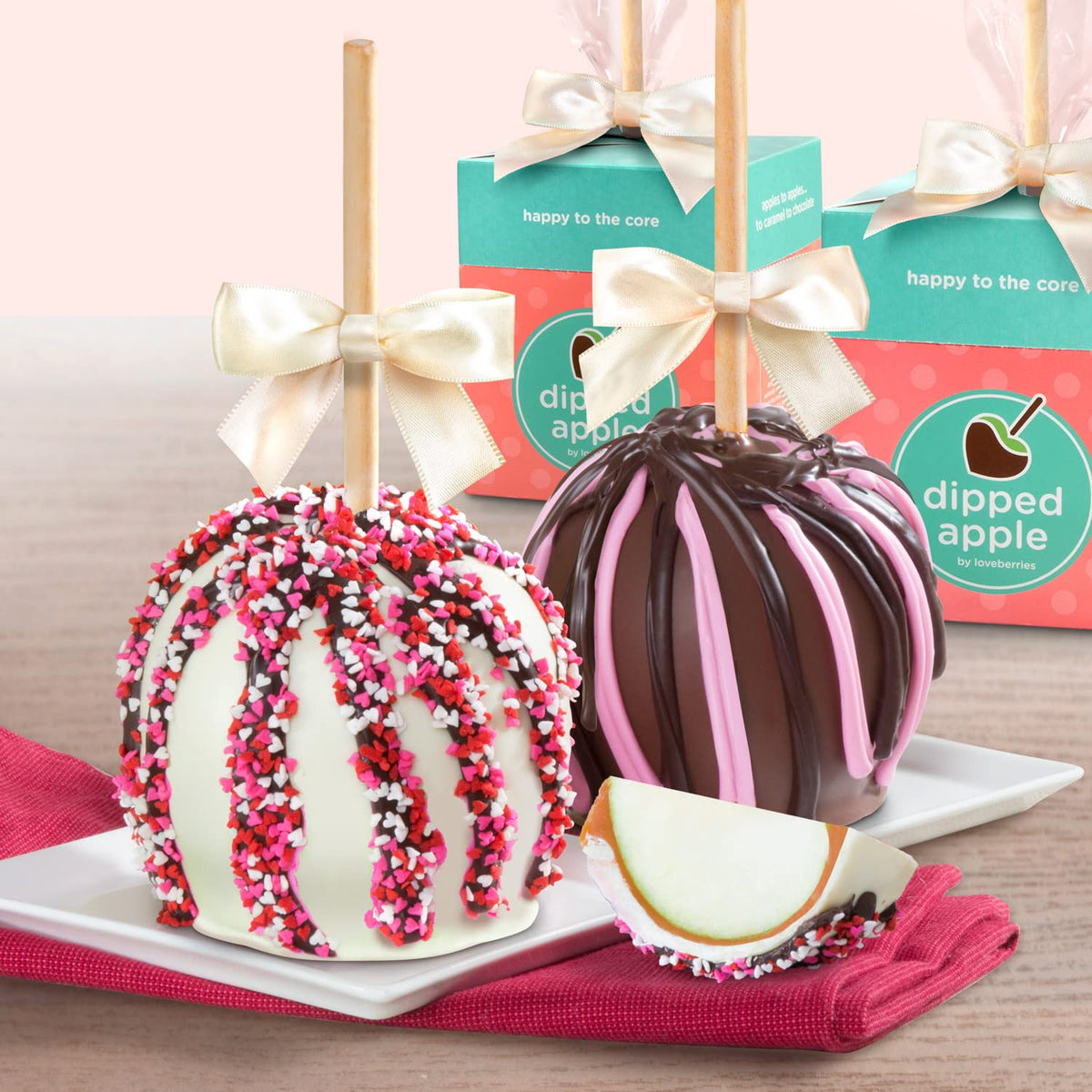 Sweet Love Milk and White Chocolate Covered Caramel Apples Pair - 2 Count Gift Boxes