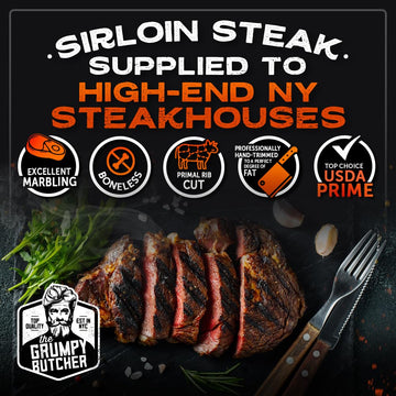 Grumpy Butcher Sizzle & Snack Set Gift Baskets For Adults: Sirloin Steaks, Artisan Meatballs, Chicken Sausages & Puff Pastry Fet