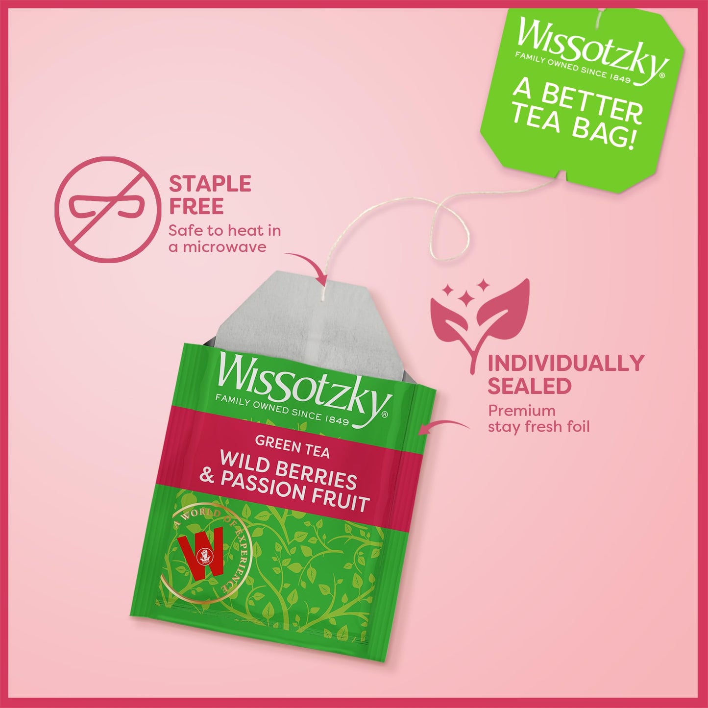 Wissotzky Wild Berries & Passion Fruit Green Tea (6 Pack - 120 Tea Bags | Antioxidant Rich | Tropical Blend Green Tea Bags