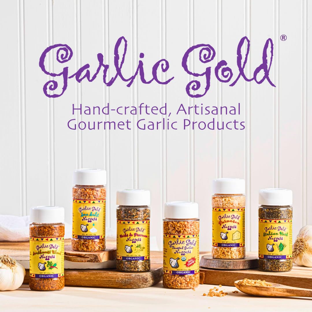 Organic Garlic Gold Nuggets, Crunchy Roasted Garlic Seasoning Granules, Sodium Free no MSG Free, Vegan Keto Paleo Friendly Food,
