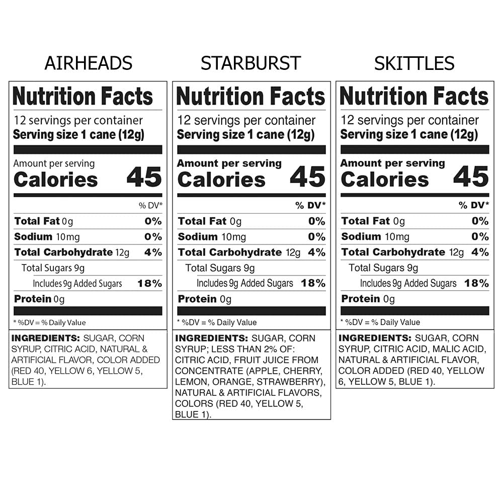 Spangler Starburst, Skittles & Airheads Candy Cane Mixed Pack - Assorted Flavors, 3 Count