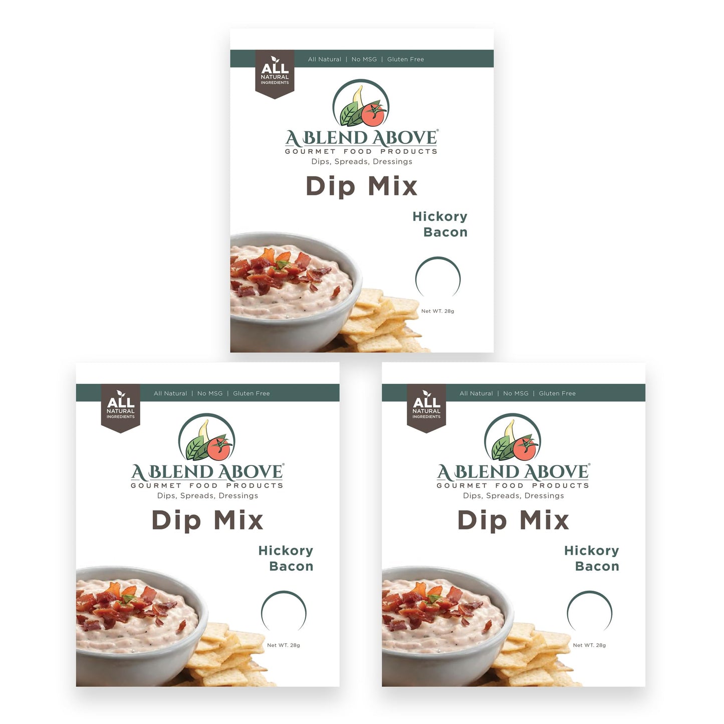 A Blend Above Hickory Bacon Dip Mix 3 Packs 1 Oz. Each Makes 16 Ounces Gluten-Free No Msg All Natural No Preservatives Vegan Friendly Keto Friendly Vegetable Dip Chip Dip Low Carb Easy To Make