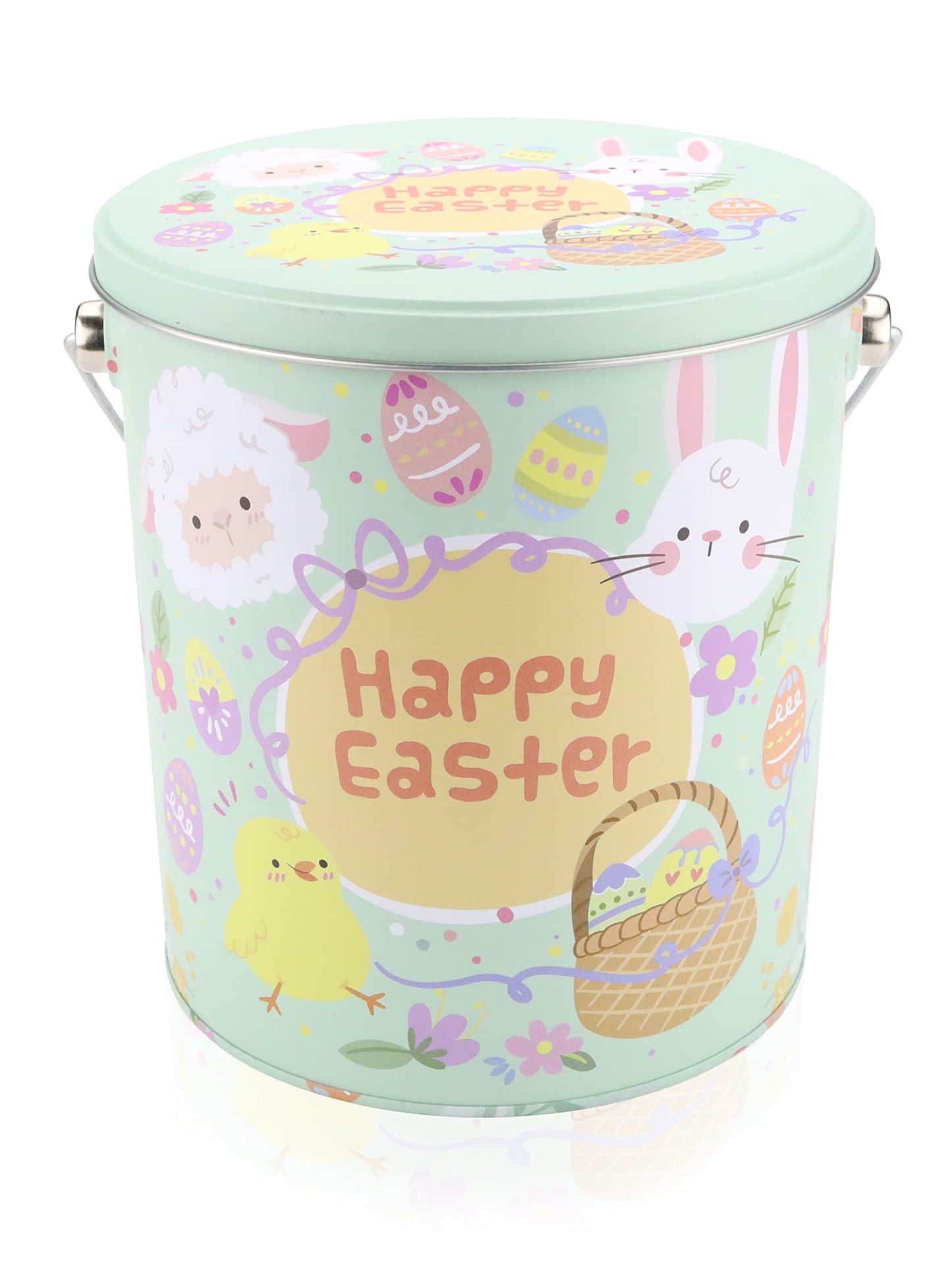 Easter Snack Green Tin (48 Count) Filled With Candy, Peelable Gummies,Bunny And More, Great Package For Family, Friends, Boys An