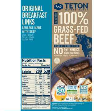 Teton Waters Ranch Grass-Fed Beef Original Breakfast Links, 5.6 Oz