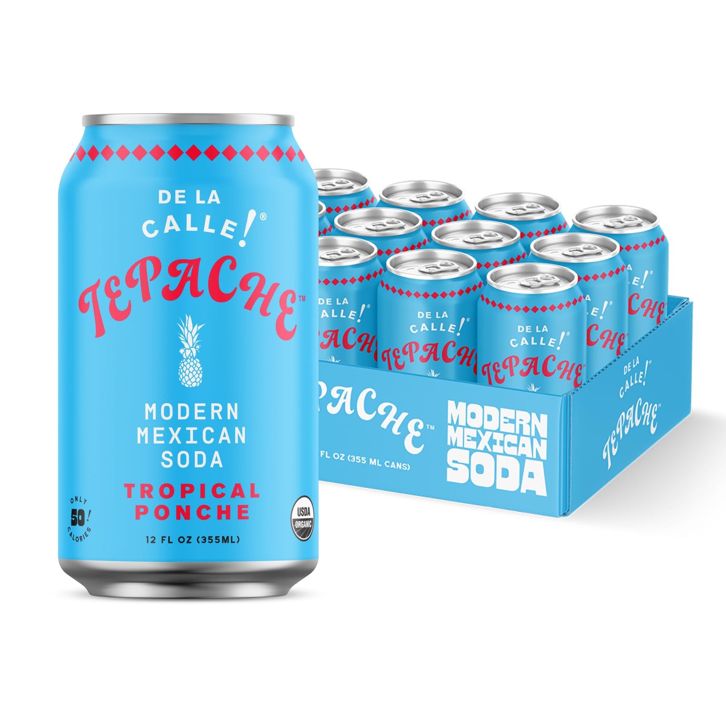 De La Calle Tepache - Tropical Ponche - Modern Mexican Soda - Craft Fermented Pineapple Sparkling Beverage - Certified Organic Antioxidant Rich Non-Beverage-Style Healthy Soda Low Sugar Low Calorie Non-Gmo