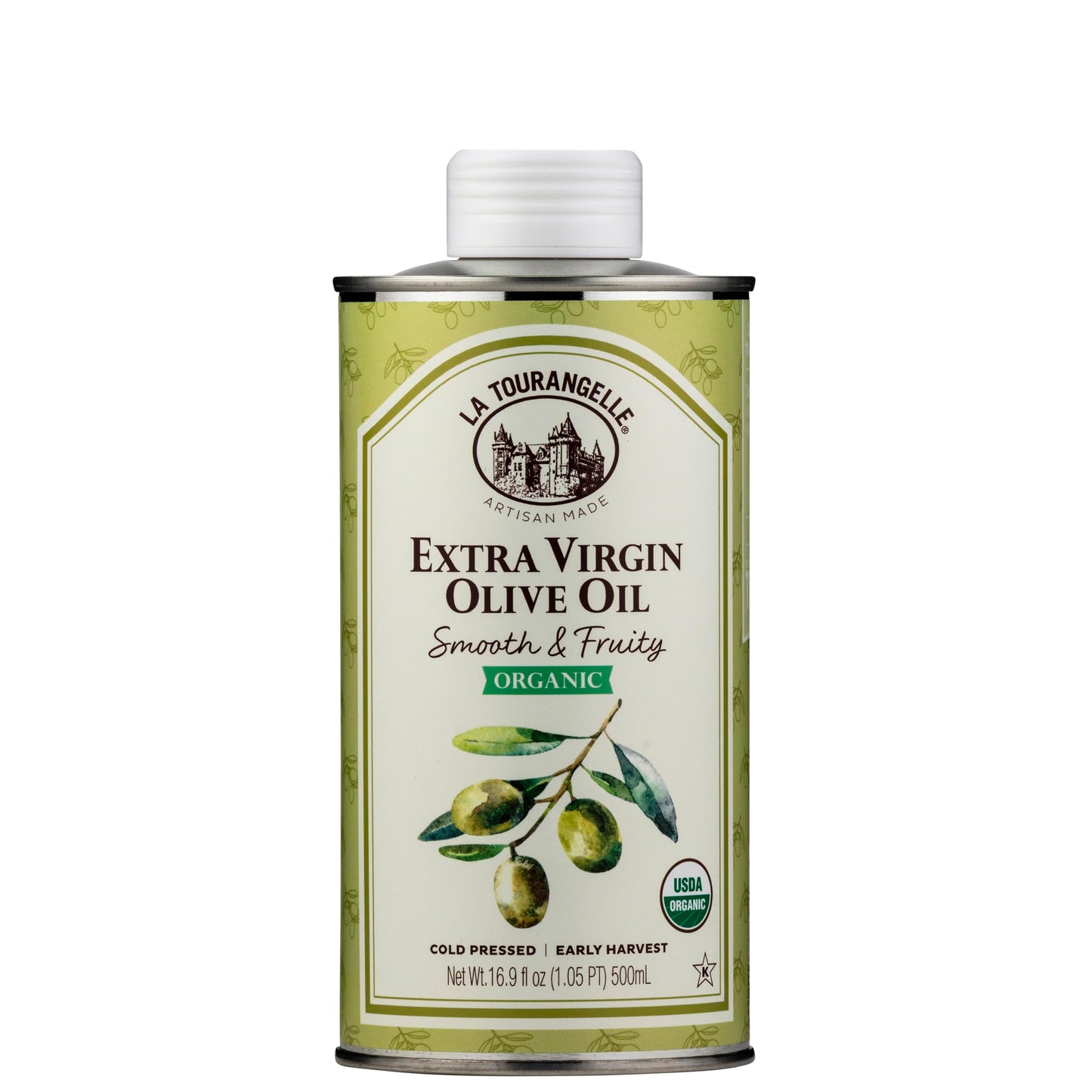 La Tourangelle, Organic Extra Virgin Olive Oil, Cold-Pressed Early Harvest EVOO from Spain, Smooth & Fruity, 16.9 fl oz - Spanis