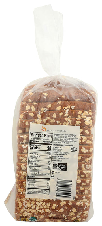 365 By Whole Foods Market, Organic Sprouted Honey Oat Sandwich Bread, 22 Ounce