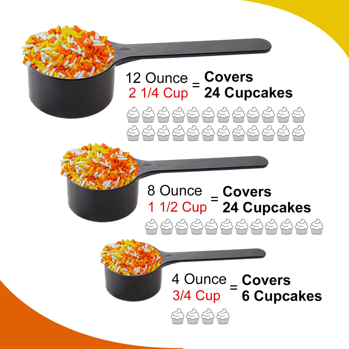 Sprinkle Me This Harvest Candy Corn Cake Pop Sprinkles - 12 Oz, Orange White Yellow Edible Confetti Toppers