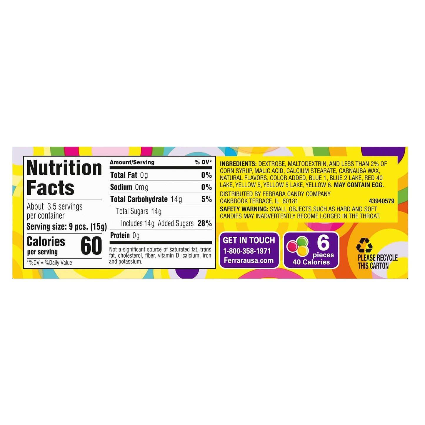 Wonka Everlasting Gobstopper, Candy, Jawbreaker Candy, 5 oz (12 ct)