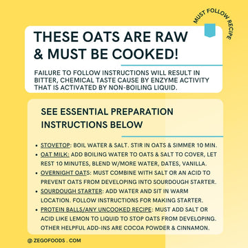 ZEGO Gluten Free Organic Raw Rolled Oats - Double Protein Oatmeal, 14 oz, Cooking Required