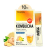 TEAZEN Lemon Ginger Kombucha Tea, Probiotics & Postbiotics, Zero Sugar, Low Caffeine, 10 Sticks, 1.76oz