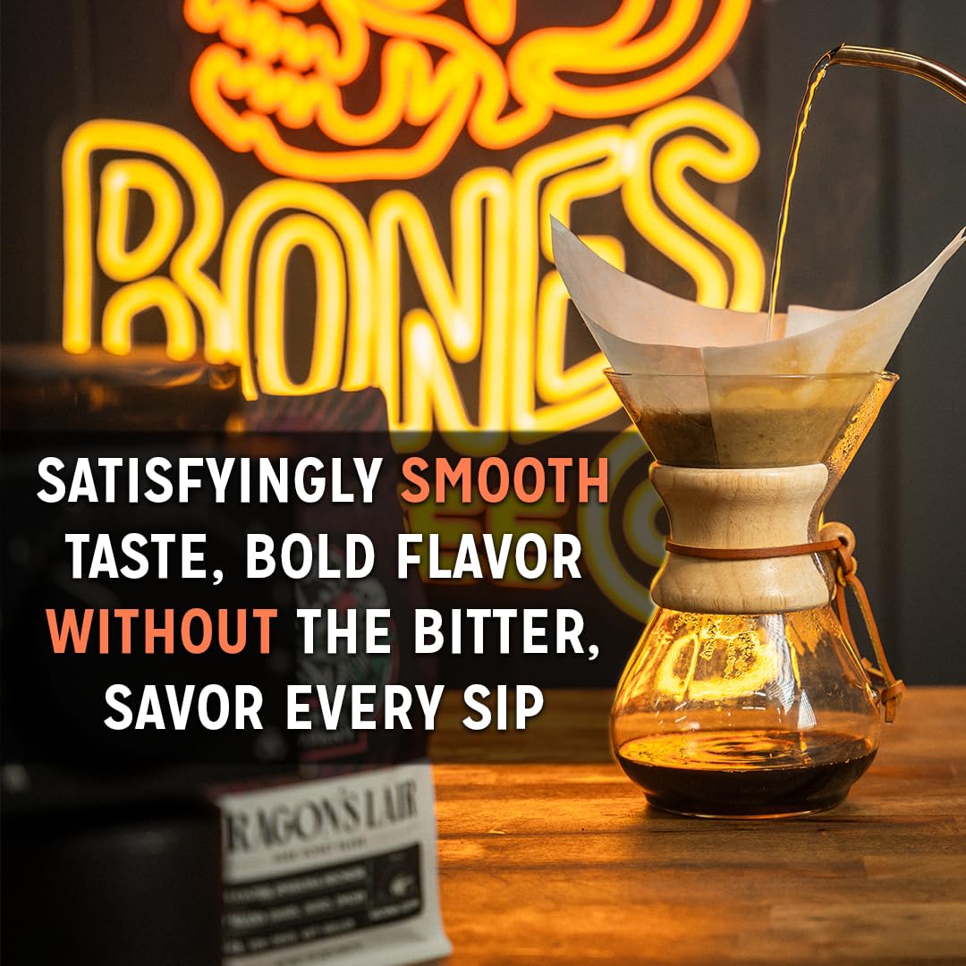Bones Coffee Company Fallout Valiant Vanilla, Vanilla Wafer Flavored Coffee, Medium Roast Low Acid Arabica Beans Compatible With Auto Drip And French Press Coffee Maker, 12 Oz Whole Bean