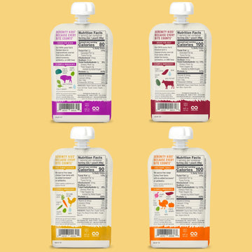 Serenity Kids 6+ Months Baby Food Pouches - Puree with Ethically Sourced Meat & Organic Veggies - Baby Food Meat 3.5 Ounce BPA-F