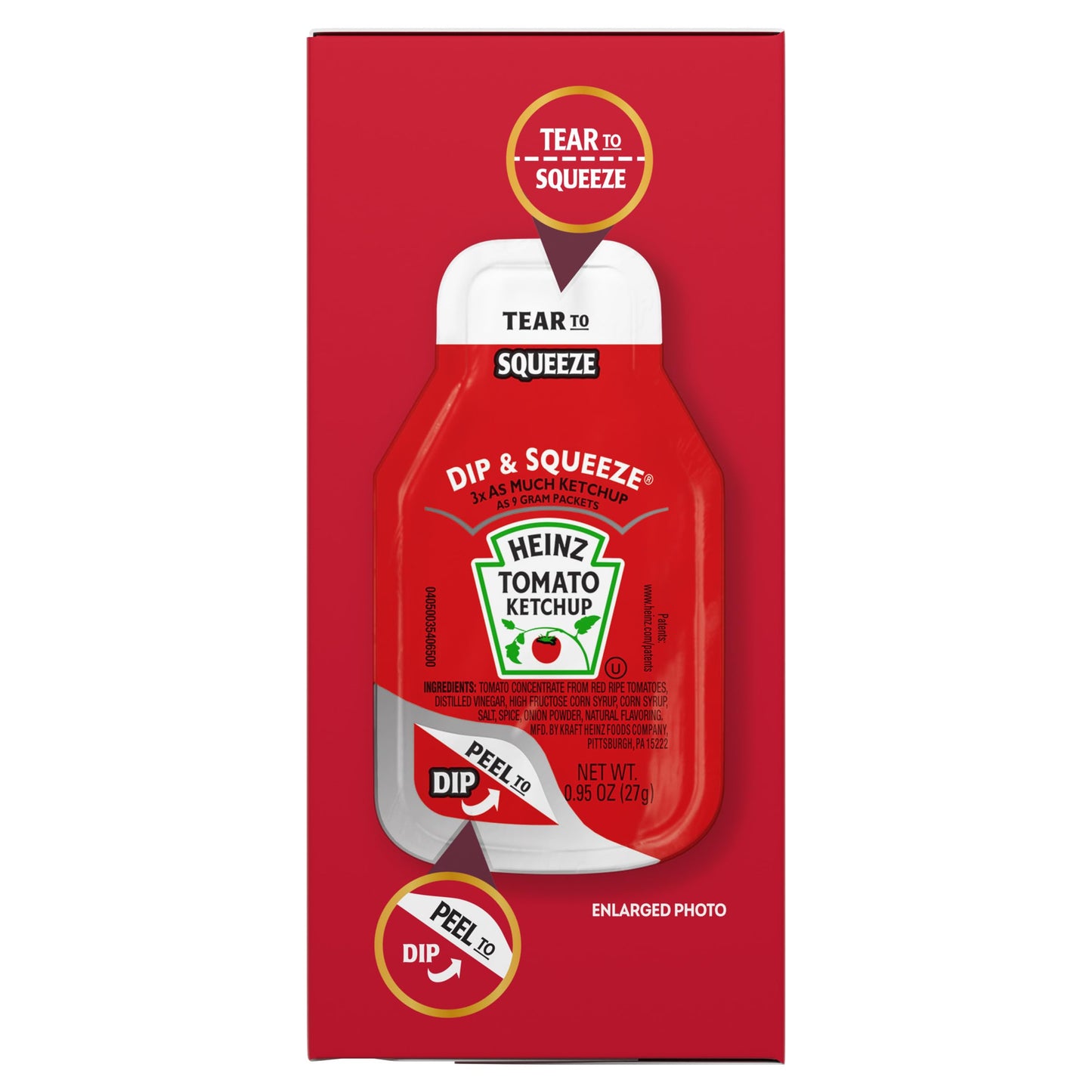 HEINZ Dip & Squeeze Tomato Ketchup, 13.35 OZ, Convenient Pack of 1, Perfect for On-the-Go