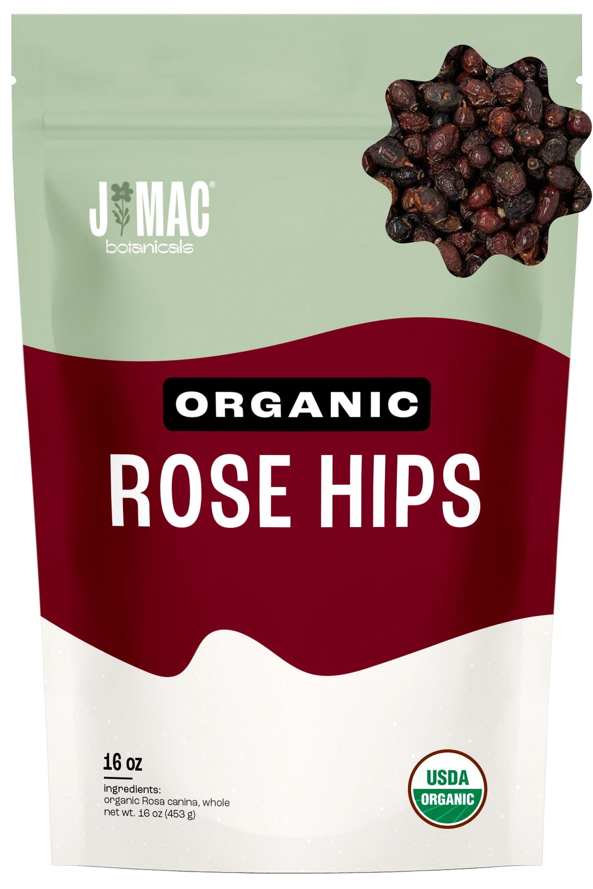 J Mac Botanicals Organic Rose Hips (1 Lb Bag) Whole Natural Organic Dried Rose Hips For Herbal Tea Rosehips Dried Organic Rosehip Tea Packaged In The Usa