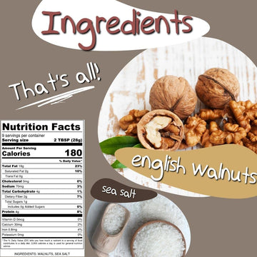 CrazyGoNuts Walnut Butter - Plain with Sea Salt, Keto, Vegan, Gluten Free, 9.25 oz