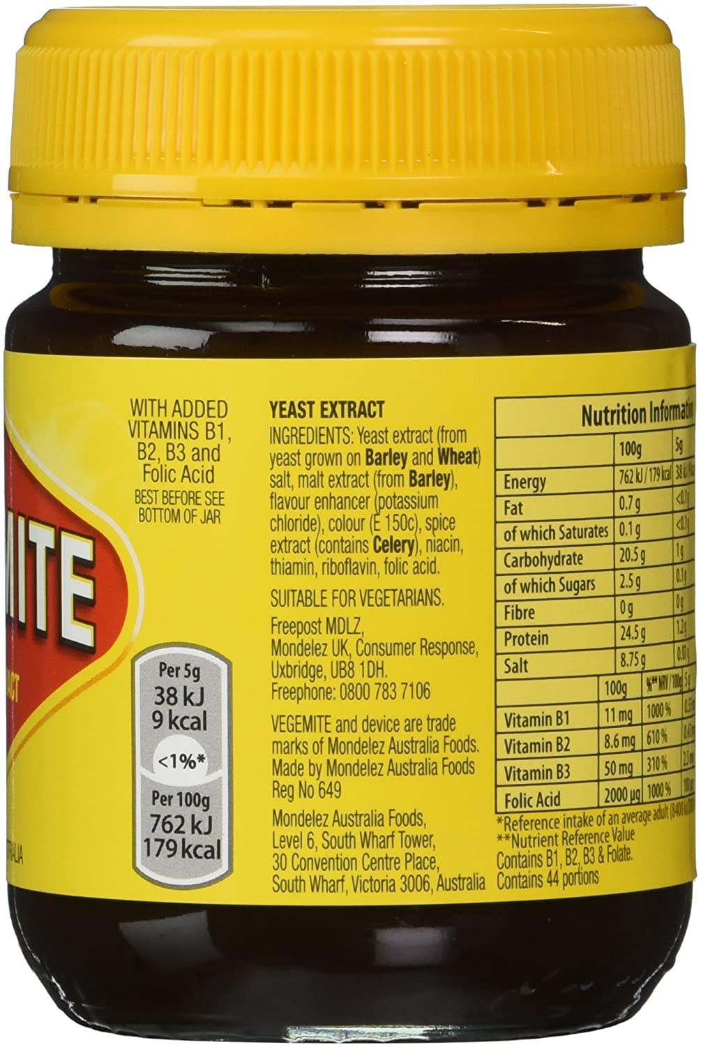 Vegemite Yeast Extract 220g (4-Pack) - 7.76 Ounce Each - Vegetarian Friendly