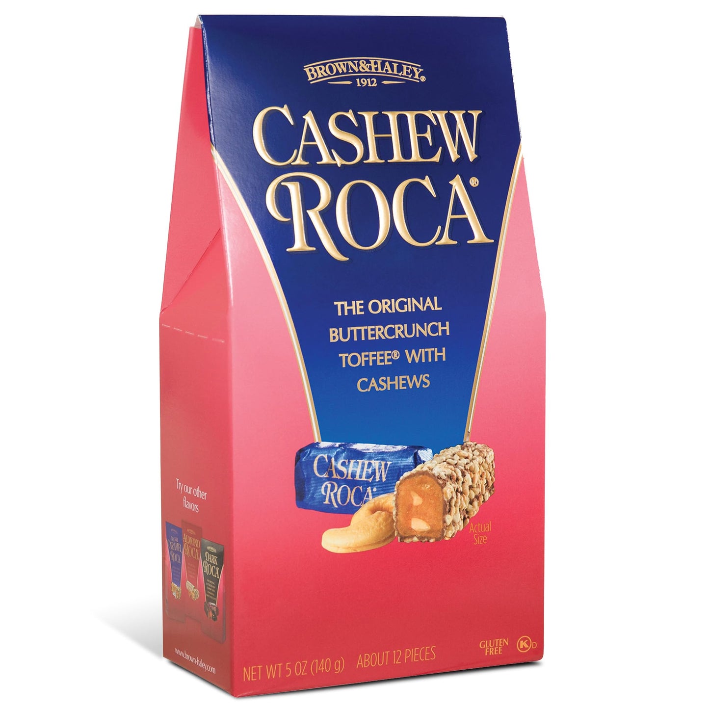 Almond Roca Stand-Up Box - 5oz Individually Wrapped Chocolate Candy Cashew - The Original Buttercrunch Toffee with Cashews - Glu