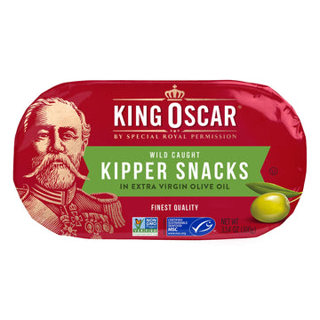 King Oscar Kipper Snacks, Lightly Smoked Herring Fillets in Extra Virgin Olive Oil, 3.54 Ounce Cans, Pack of 12