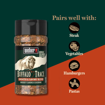Weber BBQ Seasoning, Buffalo Trace spirit-inspired flavor Flavor, 3.5 oz, Model 1165025
