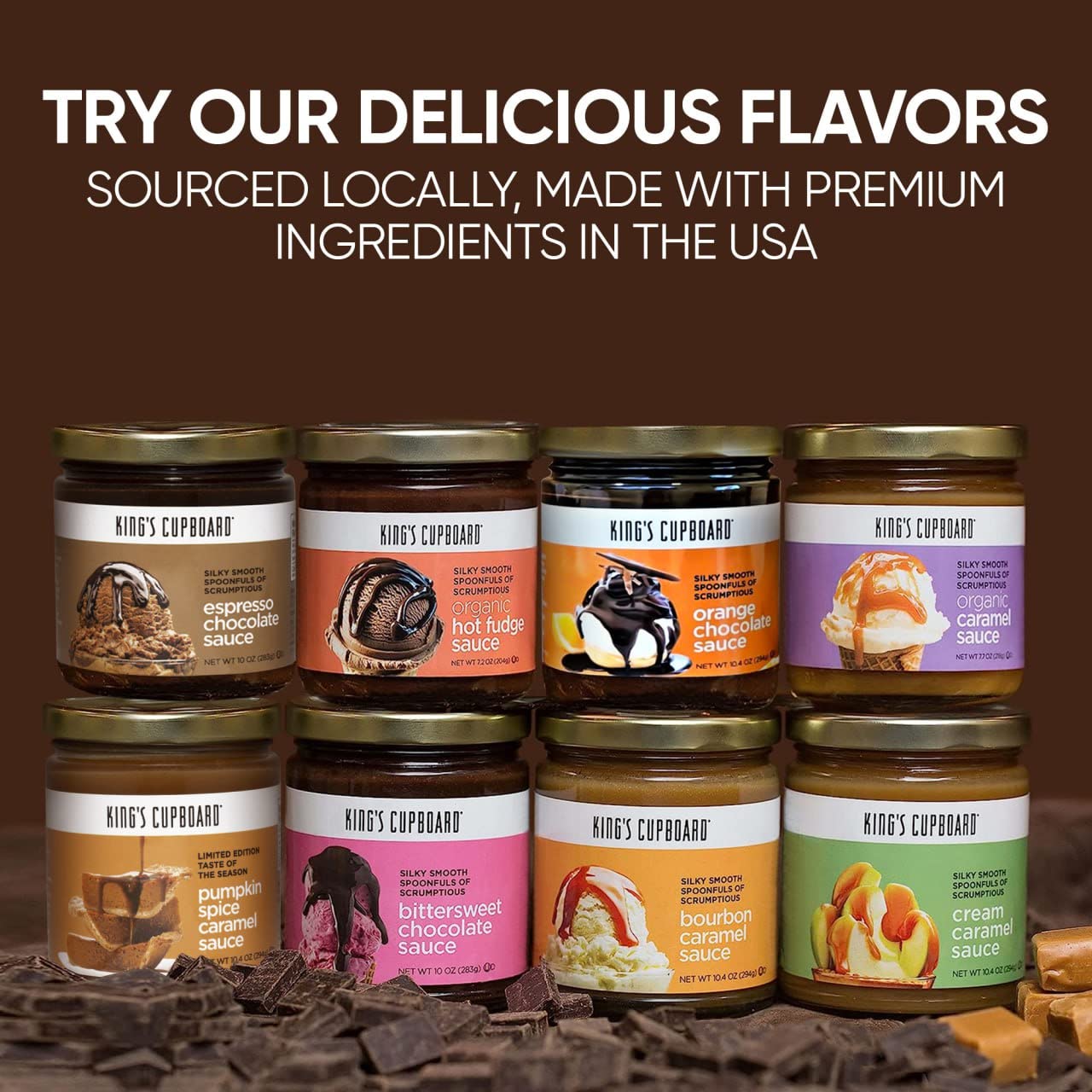 Kings Cupboard Bittersweet Chocolate Sauce - The Perfect Hot Fudge Sauce For Topping Ice Cream & Desserts, Chocolate Coffee Drizzle, Baking, Fondue, Ganache - Gluten-Free, Kosher, All Natural 10 Oz