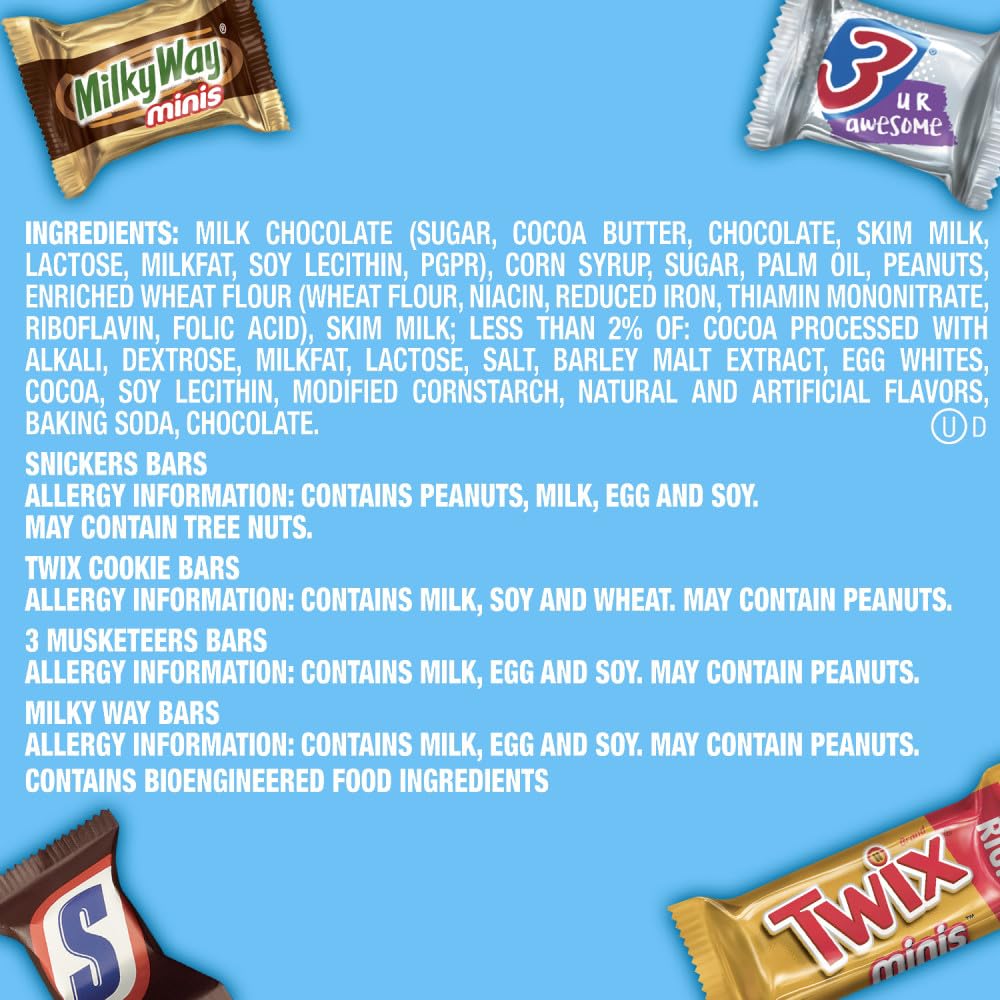 SNICKERS, TWIX, 3 MUSKETEERS & MILKY WAY Christmas Candy Chocolate Bar Variety Pack Bulk Bag