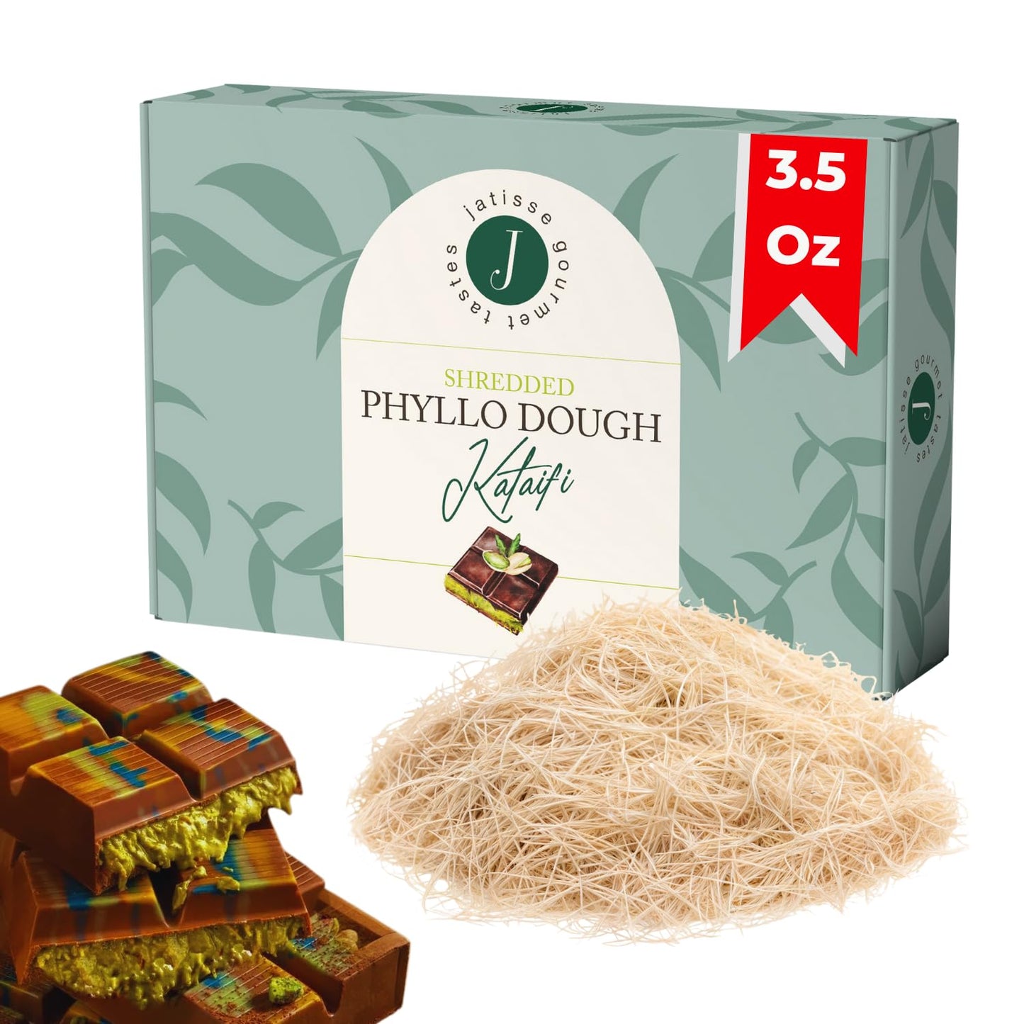 Jatisse Dried Kataifi Shredded Fillo Dough 100G (3.5 Oz.) - Raw Kadayif For Dubai Chocolate Bar Kunafa Knafeh Middle Eastern Pastries - Uncooked Vegan Product Of Turkey