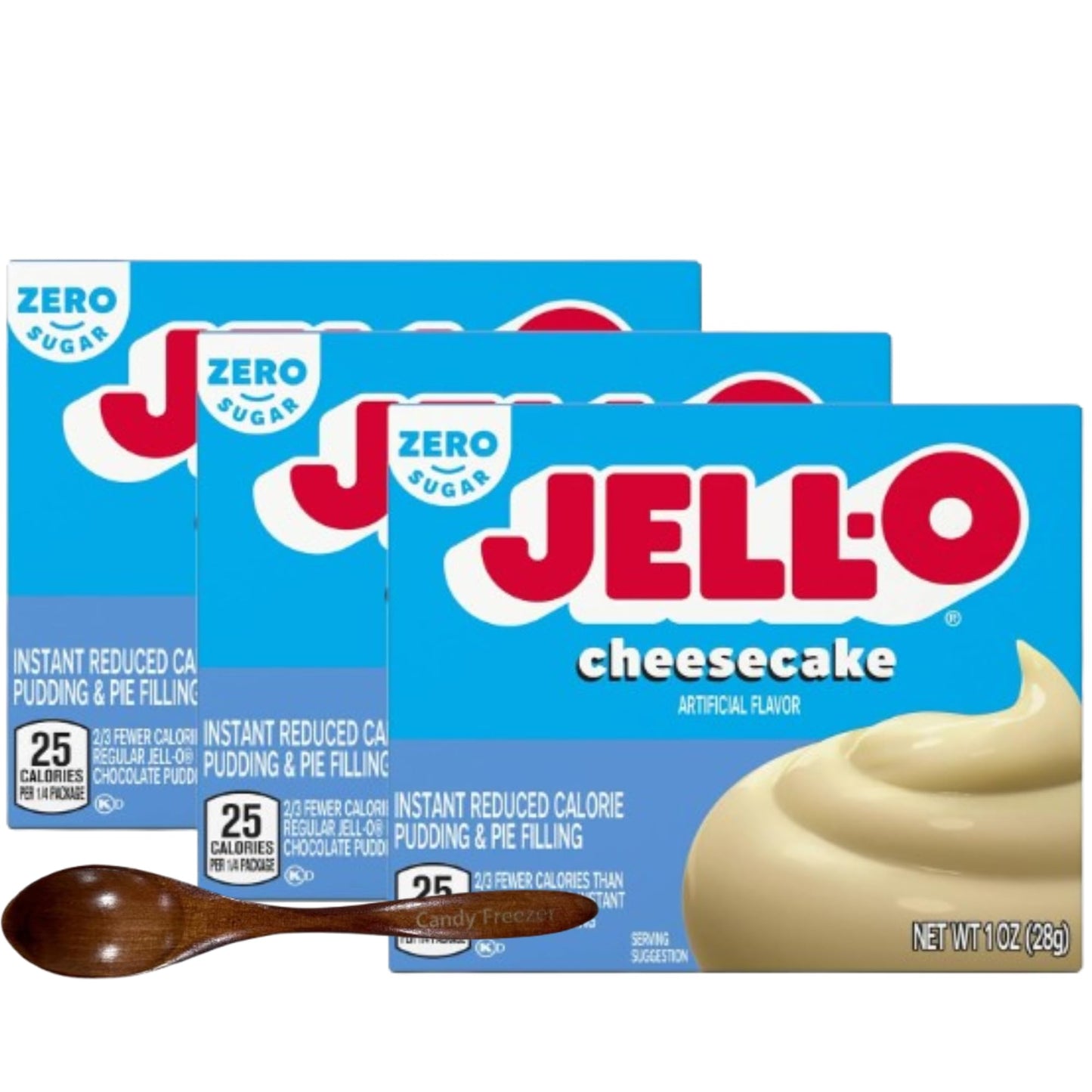 Instant Pudding & Pie Filling Mix 1 oz Box Sugar Free (Pack of 3) with 1 oz Wooden Spoon (Zero Sugar Cheesecake) Wooden Spoon