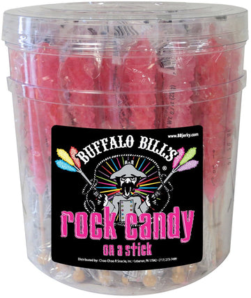 Buffalo Bills Cherry (Pink) Rock Candy On A Stick (36-Ct Tub Pink Rock Candy Crystal Sticks)