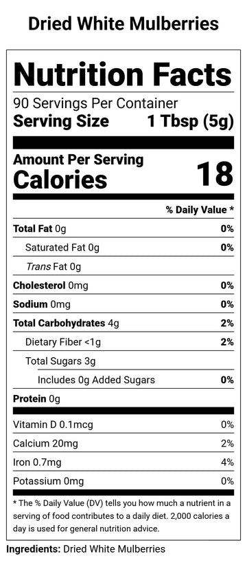 Terrasoul Superfoods Organic Sun-Dried White Mulberries, Naturally Sweet, 1 Lb, Low Glycemic, Rich in Vitamin C