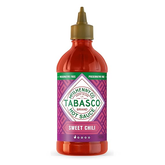 TABASCO Brand Sweet Chili Sauce, Mild Hot Sauce, Easy-to-Squeeze Bottle, Perfect Balance of Sweet & Heat, Versatile Flavor, Great on Fish Tacos, Salads, Asian Food & More, 11 Oz (Pack of 1)