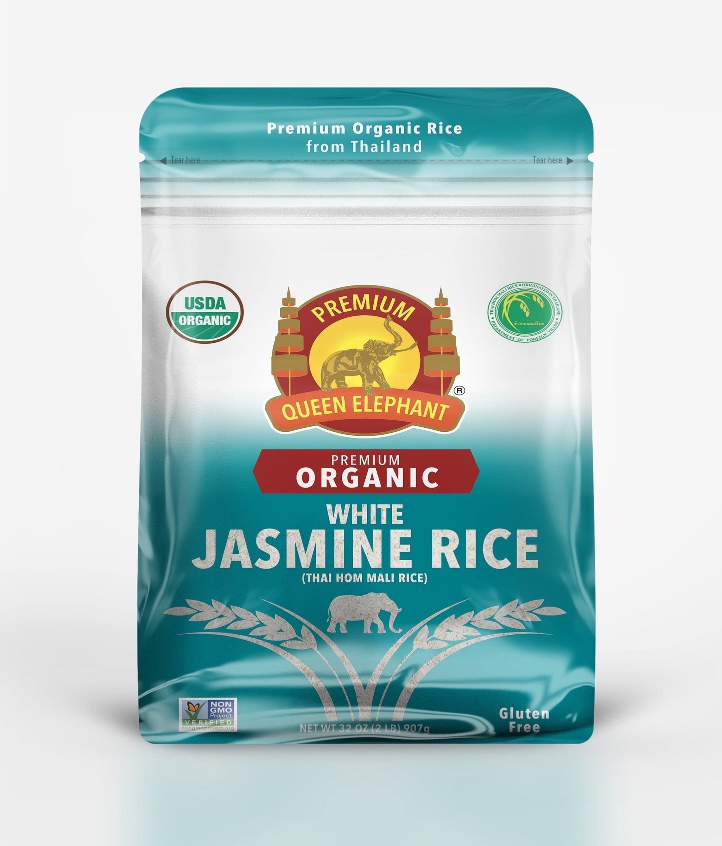 Queen Elephant Top-Grade Organic White Jasmine Rice 2Lbs