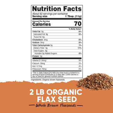 Nutricost Pantry Organic Flaxseeds (2 Pounds) - Whole Brown Flaxseeds Vegan GMO-Free Gluten-Free