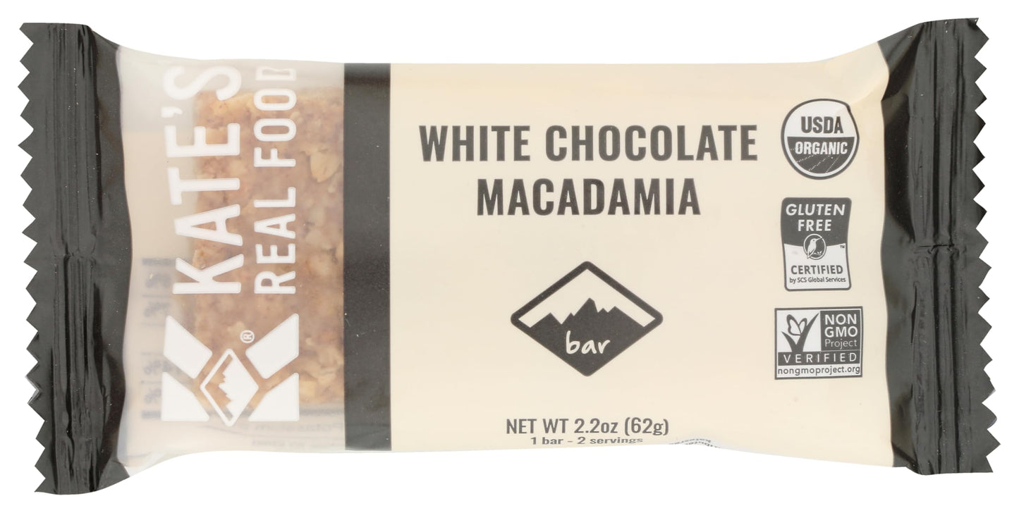 KATES REAL FOOD Organic White Chocolate Macadamia Bar, 62 GR