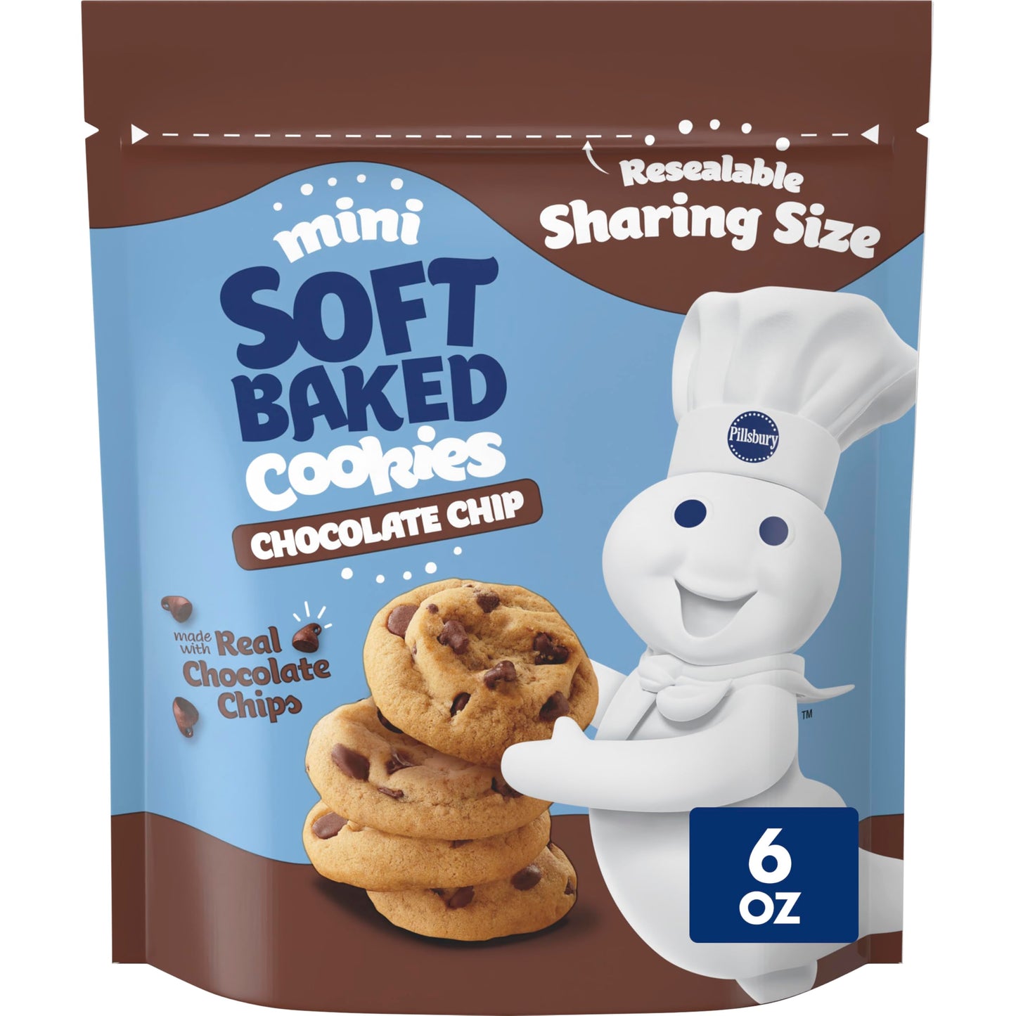 Pillsbury Mini Soft Baked Chocolate Chip Cookies Sharing Size, 6 OZ