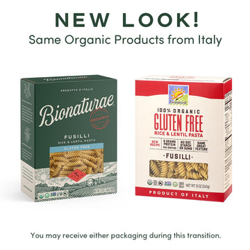 Bionaturae Fusilli Pasta - Gluten Free Organic Rice & Lentil, High Protein, Kosher, 12 Oz (Pack of 4)