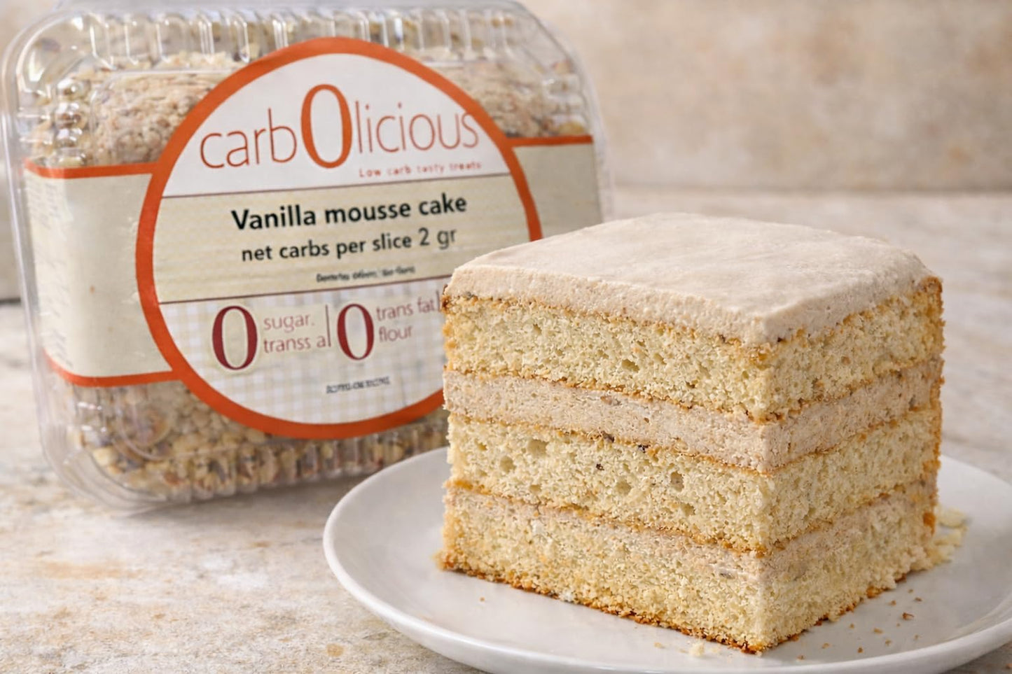 Carbolicious Vanilla Mousse Cake, Keto Friendly, Sugar Free, Low Carb Dessert, 8oz
