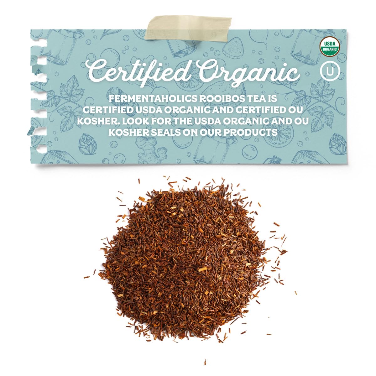 Fermentaholics Rooibos Tea - Organic Loose Leaf - Caffeine-Free - 4 oz