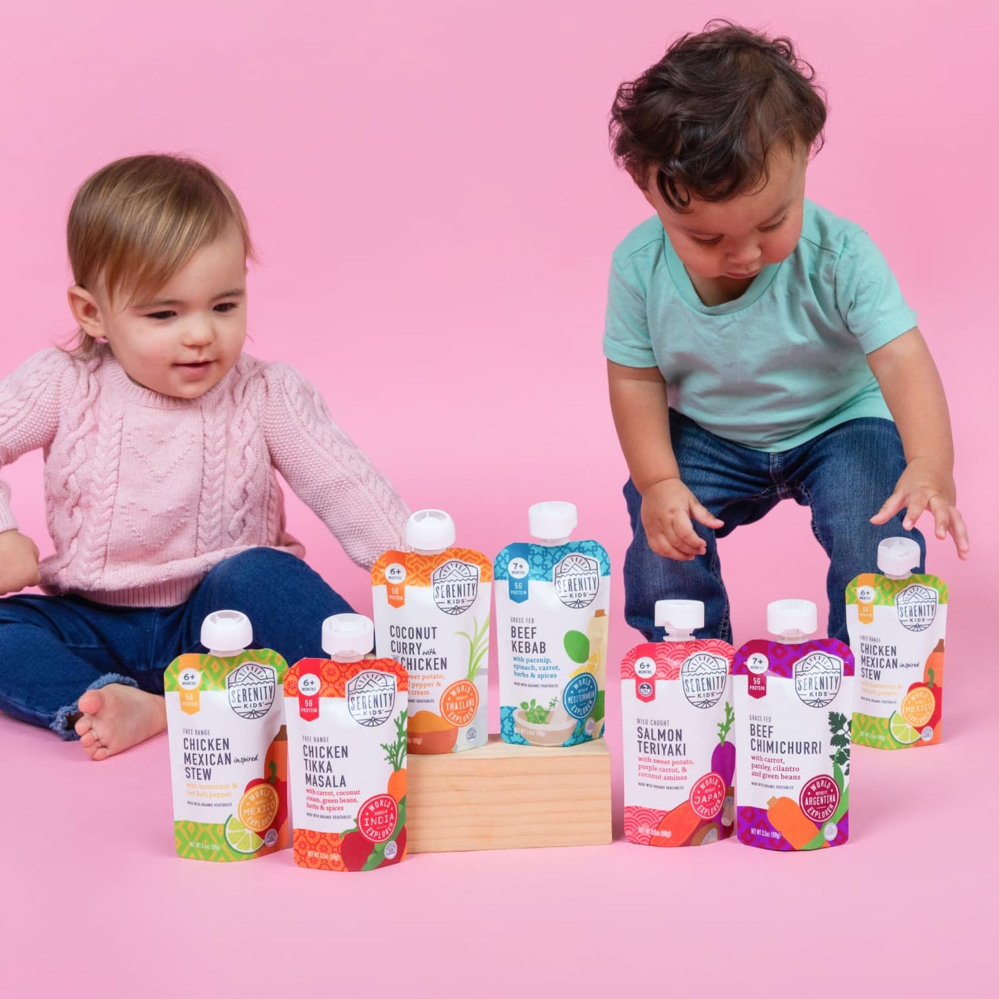 Serenity Kids 7+ Months Baby Food Pouches - Beef Chimichurri 3.5 Oz Pack Of 12-5G Protein Nutrient-Packed Meat Snacks - Bpa-Free Organic Veggie Pouches - On-The-Go Toddler Snacks & Baby Essentials