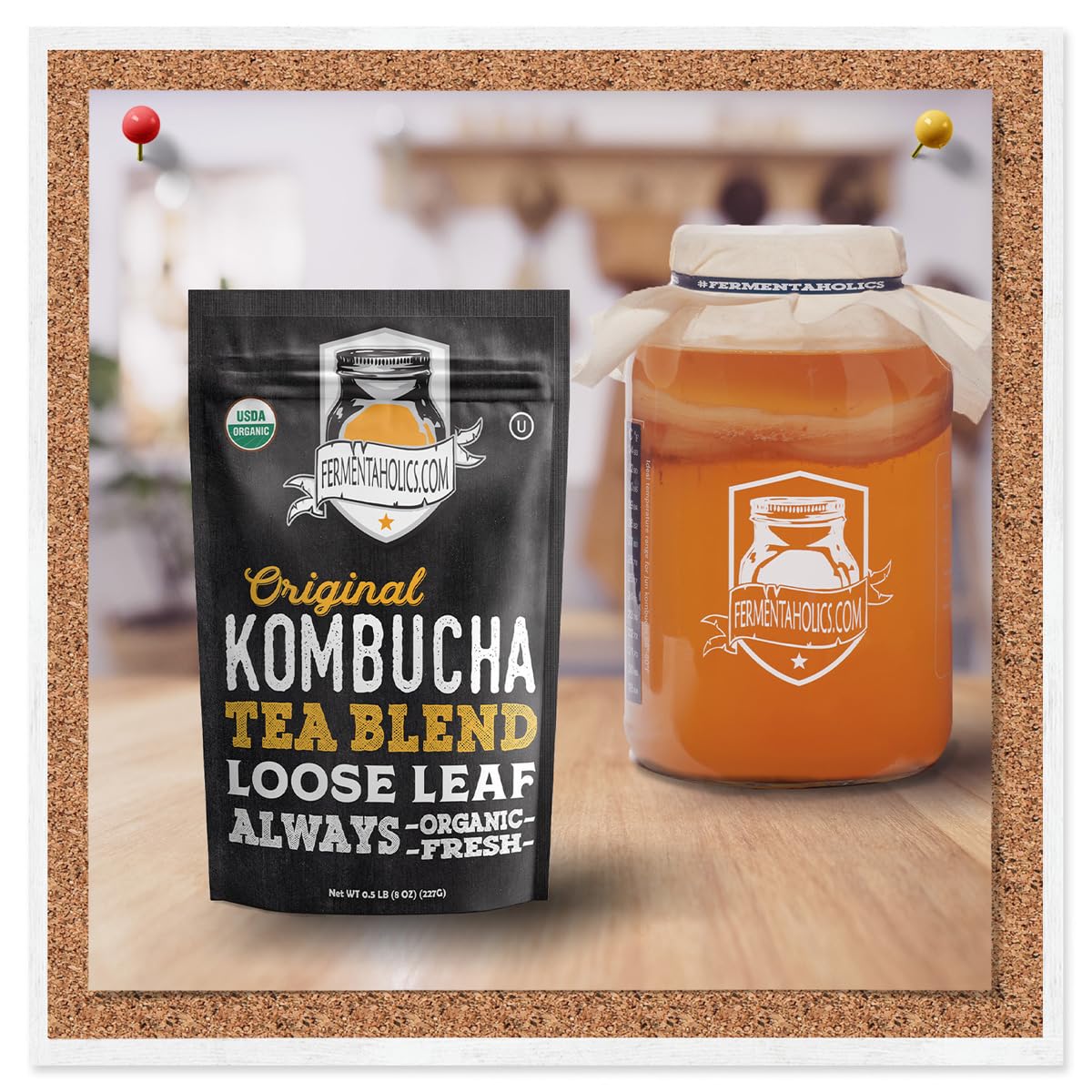 Fermentaholics Organic Kombucha Tea Blend, Loose Leaf, 4 oz, Makes 11 Gallons, Kosher Certified, Black and Green Tea