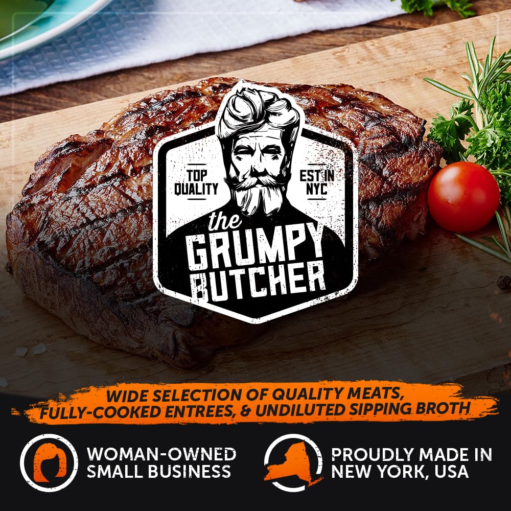Grumpy Butcher New York Strip Steaks, 10 Ounce (Pack Of 4) - Prime Steakhouse Quality Beef Ny Strip Steak Meat - Meat Gift Packages Specials Avaialble
