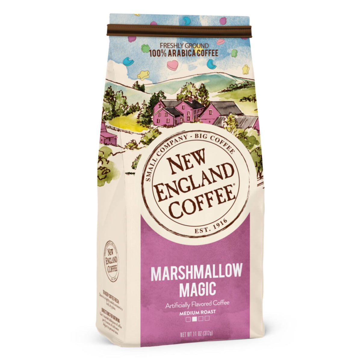 New England Coffee Marshmallow Magic Blend Medium Roast Ground Coffee 11Oz Bag (Pack Of 6)