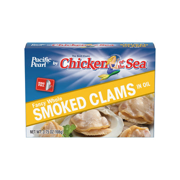 Pacific Pearl Fancy Whole Smoked Clams in Oil 3.75 oz (Pack of 12)