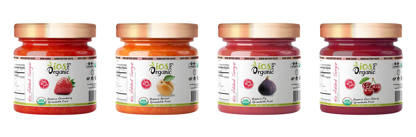 IOS Love Organic Spreadable Fruit - USDA Organic, Non-GMO, Vegan, Gluten Free - Sour Cherry, 10.1 Oz (Pack of 1)