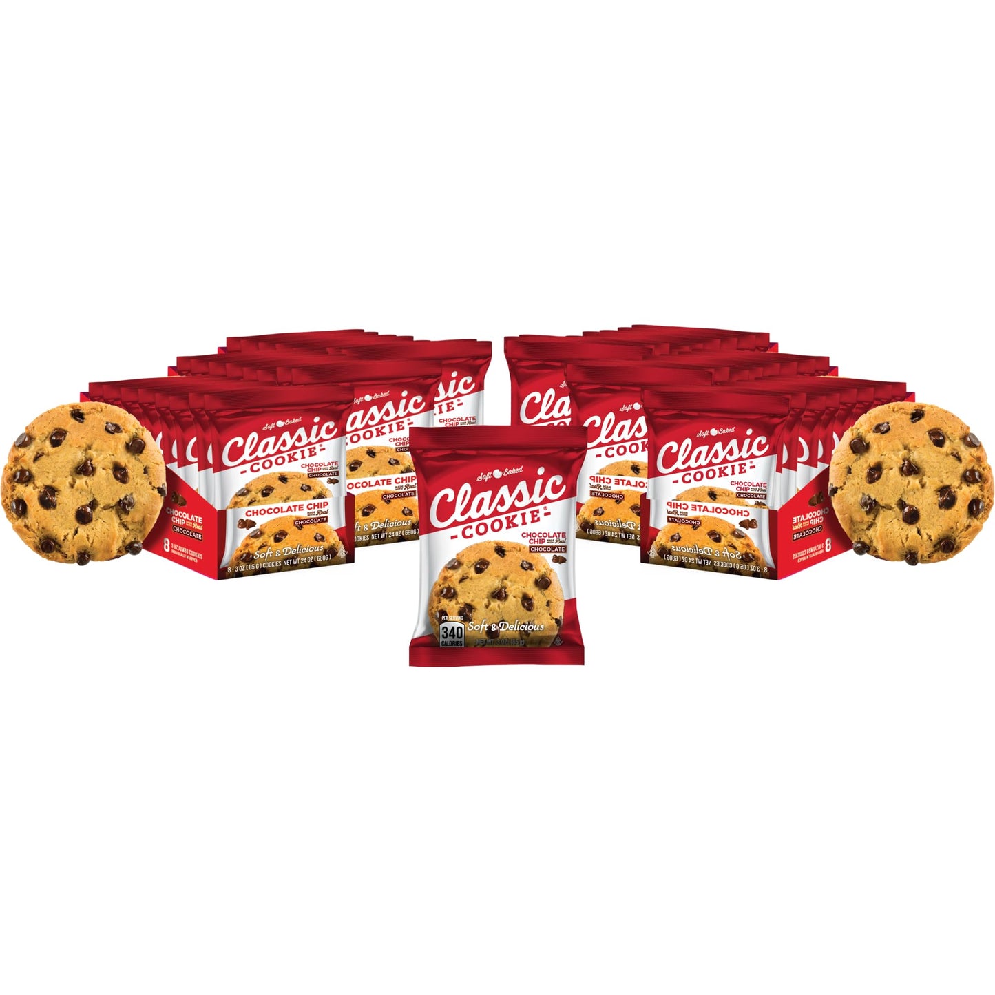 Classic Cookie Soft Baked Chocolate Chip Cookies 6 Boxes 48 Individually Wrapped Cookies