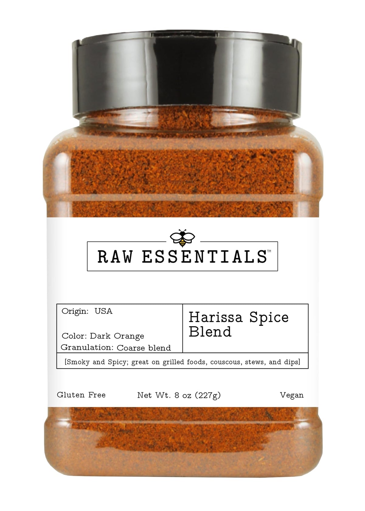 Raw Essentials Harissa Spice Blend - Moroccan Style Smoky Sweet Chili Seasoning - Great on Grilled Foods, Couscous, Stews and Di