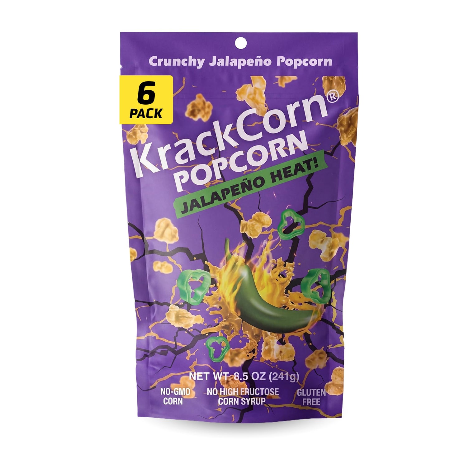 KrackCorn Jalapeno Popcorn, Gourmet Snack, Sweet and Salty Corn, Non GMO, Gluten Free, Non Guilty, No High Fructose, Delicious T