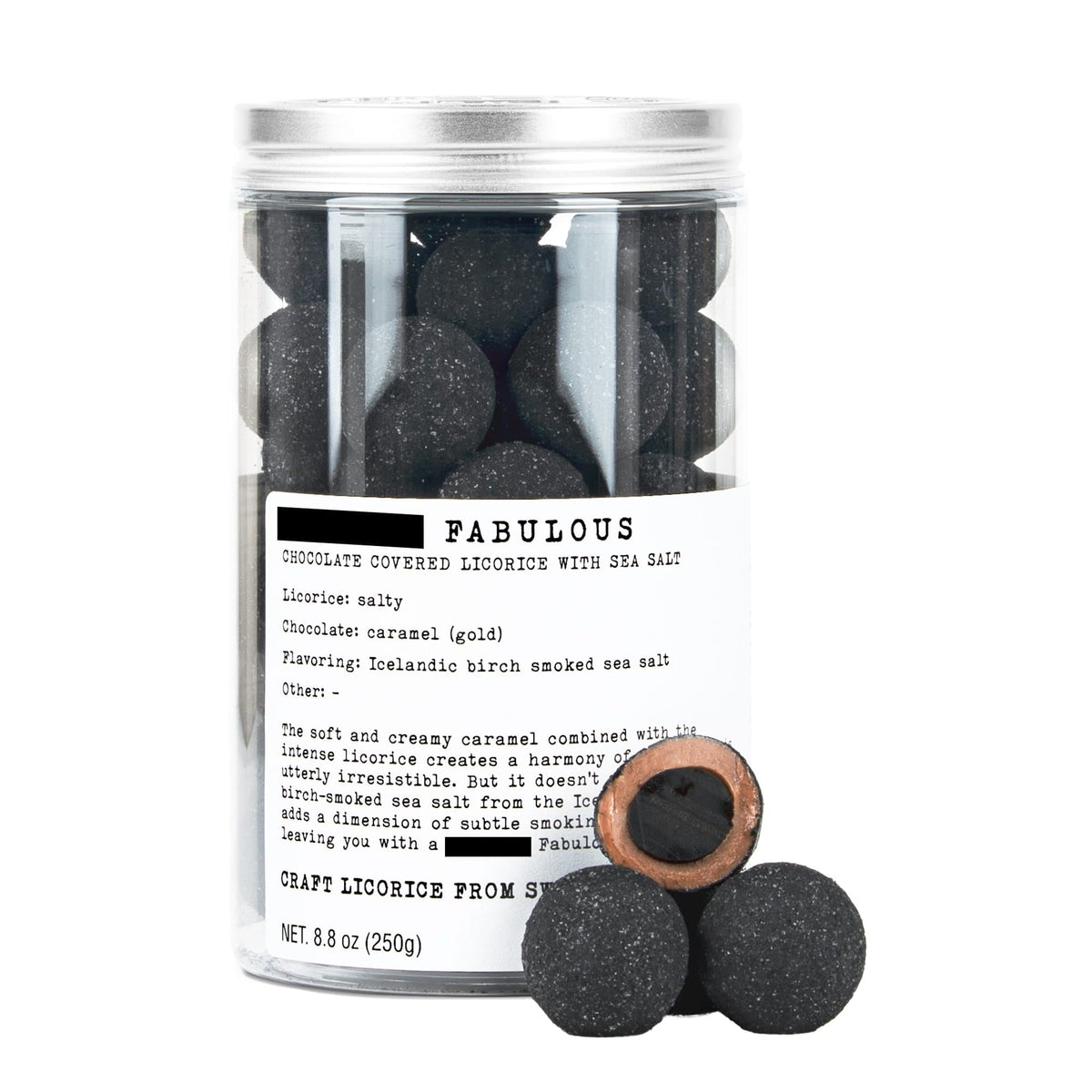 Haupt Lakrits F-Ing Fabulous Licorice - Swedish Black Licorice With Gourmet Caramel Chocolate And Icelandic Birch-Rich Flavor Sea Salt - Small Batch Candy - 8.8 Oz